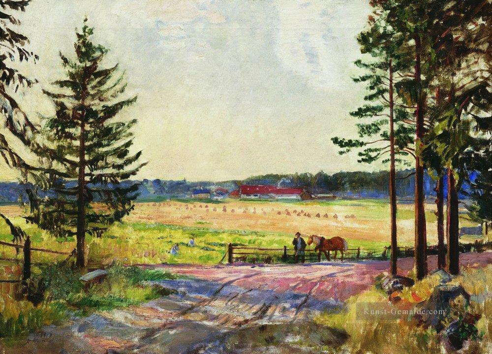 Acker 1917 Boris Mikhailovich Kustodiev planen Szenen Landschaft Ölgemälde
